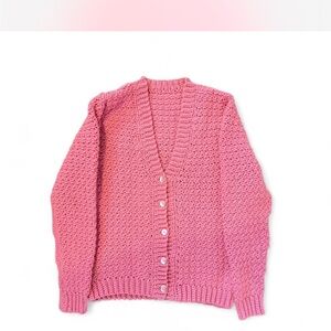 Handmade Pink Crochet Cardigan- Woman’s XS